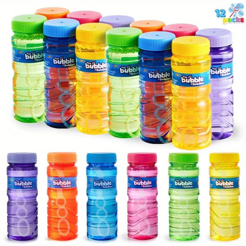 JOYFY 12Pack 4oz Bubble Solution with Wands for Summer Outdoor Toys Easter Basket Stuffers,Birthday Party Favors