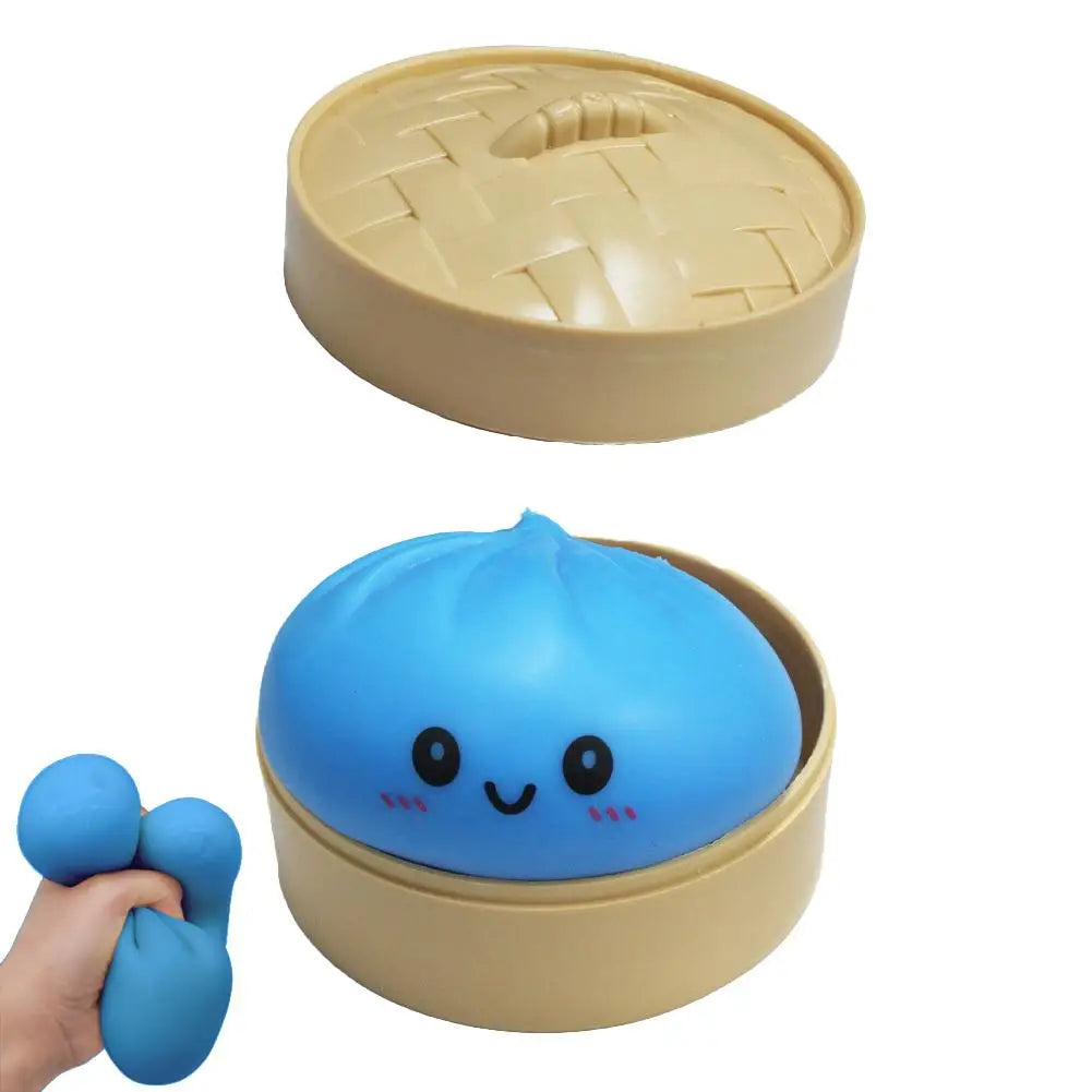1Pcs Simulation Dumpling Stress Ball Fidget Toy with Mini Steamer, Soft Squeeze Dough Sensory Hand Toy, Food Shape Anxiety Stress Relief Desk Toy 2026 New