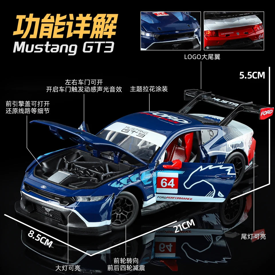 CCA Official authorized 1:24 Static Ford Mustang GT3 Decals Version Alloy car Model Exquisite Toy car boys Gift  collectibles